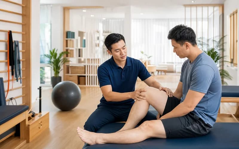 Chuyên viên hỗ trợ khách hàng tại không gian vận động phục hồi