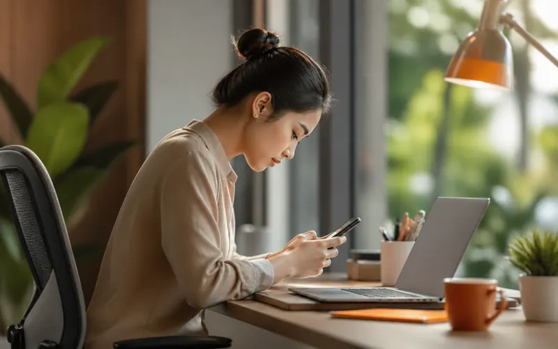 Hội chứng cổ rùa do cúi đầu dùng điện thoại kéo dài